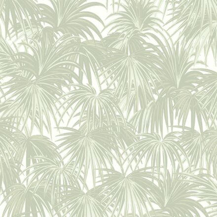 Egzotikus pálmalevél mintás design tapéta halvány zöld levelekkel