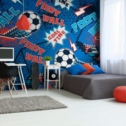 Kék focilabdás fotótapéta tinédzser szobába