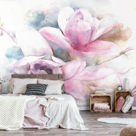 Rózsaszín akvarell virágos fotótapéta