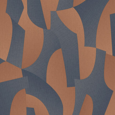 Sötétkék – terrakotta absztrakt mintás vinyl tapéta
