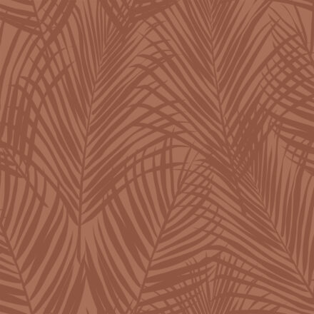 Terrakotta pálmalevél mintás vlies tapéta
