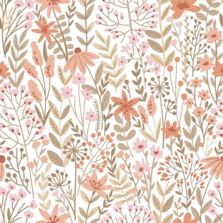 Terrakotta – rózsaszín vadvirágos vlies tapéta