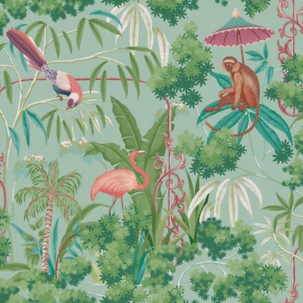 Kékes zöld dzsungel mintás design tapéta